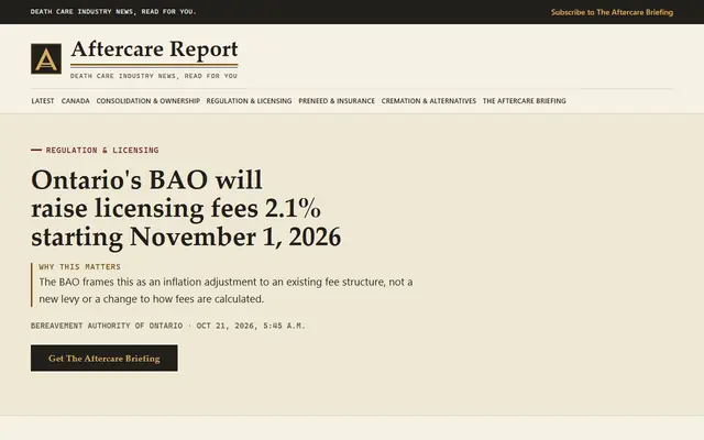 Screenshot of aftercarereport.com homepage