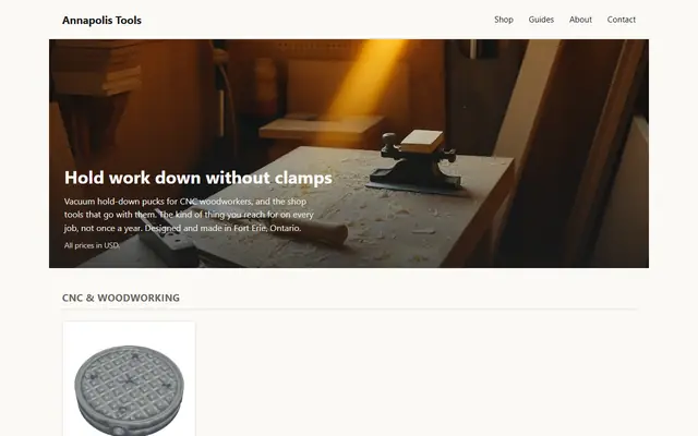 Screenshot of annapolistools.com homepage