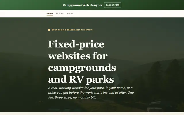Screenshot of campgroundwebdesigner.com homepage