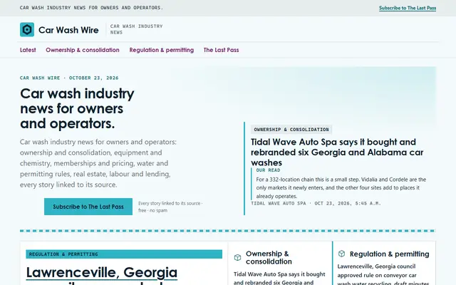 Screenshot of carwashwire.com homepage
