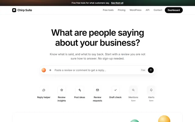 Screenshot of chirpsuite.com homepage