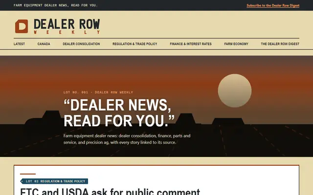 Screenshot of dealerrowweekly.com homepage