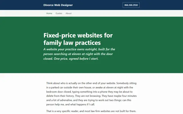 Screenshot of divorcewebdesigner.com homepage
