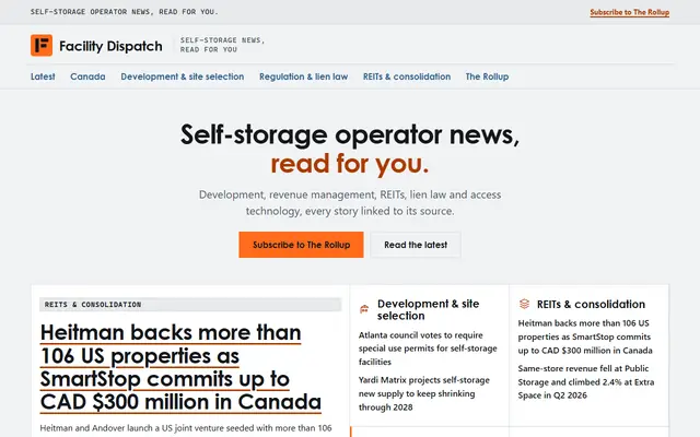 Screenshot of facilitydispatch.com homepage
