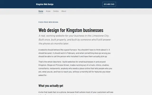 Screenshot of kingstonwebdesigner.com homepage