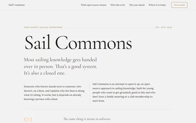 Screenshot of sailcommons.com homepage