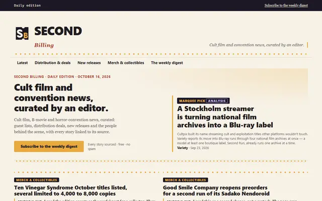 Screenshot of secondbilling.com homepage