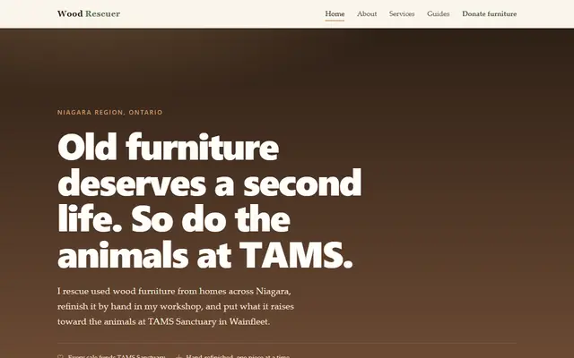 Screenshot of woodrescuer.com homepage