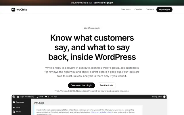 Screenshot of wpchirp.com homepage